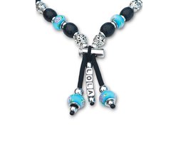 Halsketting hond, turquoise Pandora-stijl kralen, Paracord, Maat S 21-30 CM — cadeau in Sieraden