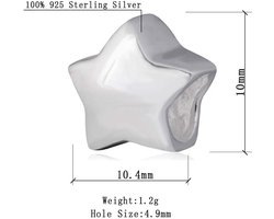 925 Sterling Zilveren Bedel Hart Ster Hanger voor Pandora Stijl Armbanden en Kettingen — cadeau in Sieraden