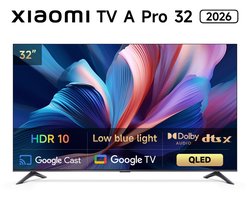 Xiaomi TV A Pro 32 2026 | QLED Smart TV | 80 cm HD | Google TV | Dolby Audio en DTS:X | HDR10+ | Chromecast en AirPlay | Wifi en Bluetooth — cadeau in Elektronica