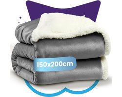 Nice Dreams Omkeerbare Sherpa Fleece Plaid – Velvet & Sherpa Deken – Extra Zacht, Warm & Luxe – Cadeauverpakking – 150x200 cm – Grijs — cadeau in Wonen & Interieur