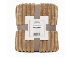 Ceruzo Fleece Deken 150x200 cm – Camel –Zachte Plaid - 280 g/m² - Woondeken — cadeau in Wonen & Interieur