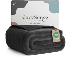 CozySense® Fleece Deken 150x200 cm - Superzachte Plaid - Blanket van Dubbelzijdig Materiaal - Licht, Warm Dekentje voor Bank of Bed - Zwart — cadeau in Wonen & Interieur
