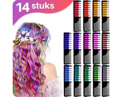 JT Products Haarkrijt Incl Kam 14 Kleuren – Voor Kinderen - Kinderfeestje - Haar Krijt Cadeau - Haarspray Kleur - Hair Chalk – Haarverf – Haarmascara - Haarstift - Haarkleuring Cadeautje - Feestje Kind Accessoires - Kinderen Kado - Cadeautjes Dames — cadeau in Spellen & Speelgoed