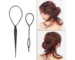 CHPN - Haarstyling Set - Haar accessoires - Haartools - Haarlussen - Zwart - 2 stuks - Kappers accessoire - Haar lussen - Staart maken — cadeau in Cadeau-ideeën