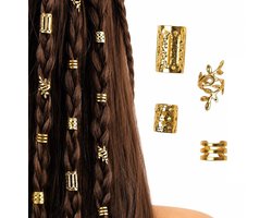 Haarbedels voor Vlechten – 40 Stuks – Goudkleurige Braid Cuffs & Hair Rings – Verschillende Designs – Haar Sieraden voor Braids, Dreadlocks & Locs — cadeau in Sieraden