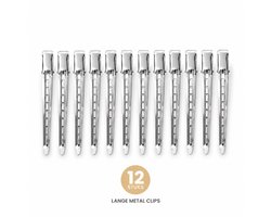 Haar in Stijl® 12 Metal Clips Chrome - Haarklemmen - Platbek Clips 8.5 cm — cadeau in Cadeau-ideeën