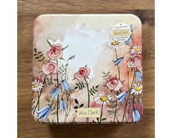 Alex Clark Floral Pinks Notecard Tin ~ Kaarten in blik afbeelding Rozen — cadeau in Cadeau-ideeën
