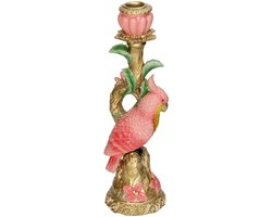 Kandelaar - Vogel - Pink - 9x8x28cm - Kaarsenhouder - Roze - Kandelaars - Binnen - Actie - Cadeau — cadeau in Wonen & Interieur