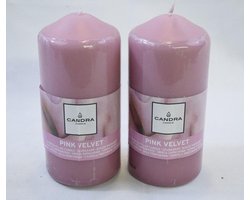 Candra - 2 stuks - Geurkaars - kaars - Pink Velvet - 46 branduur per kaars - heerlijk geurend - stompkaars - roze — cadeau in Cadeau-ideeën