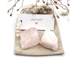 Zakje Kracht - Rozenkwarts onbewerkt -edelstenen-cadeau-geschenk-geluksbrenger-gift-vriendschap-beterschap-rouwvewerking-herstel — cadeau in Cadeau-ideeën