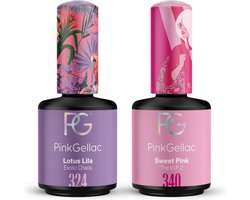 Pink Gellac Gellak Set - Manicure Set met 2 x 15ml Kleuren - 324 Lotus Lila - 340 Sweet Pink - Voordeelbundel Gelnagellak - Gel Nagellakset voor Thuis — cadeau in Verzorging