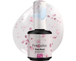 Pink Gellac Gellak - 449 Pink Petal 15ml - Witte Gel Nagellak met delicate Roze Foliedeeltjes - Gellac - Gel Nagels Producten - Bruiloft Editie — cadeau in Cadeau-ideeën