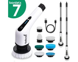 GoScrub® Cleaning King V1 - Elektrische Schoonmaakborstel – Elektrische Schrobber - Schrobborstel – voor badkamer of keuken – Schrobber Met Steel - 9 opzetstukken — cadeau in Cadeau-ideeën