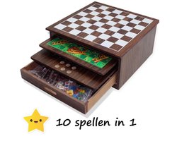 Luxe Houten Spellendoos - 10 Bordspellen in 1 - Cadeau tip — cadeau in Spellen & Speelgoed