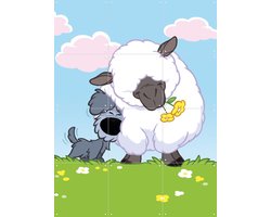 IXXI Woezel & het Schaap, Woezel & Pip & Van Hoorne Studios - 60 x 80 cm - Grote wanddecoratie en posters - Illustraties, Kleurrijk, Speels — cadeau in Wonen & Interieur