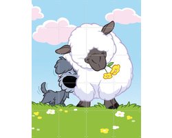 IXXI Woezel & het Schaap, Woezel & Pip & Van Hoorne Studios - 80 x 100 cm - Grote wanddecoratie en posters - Illustraties, Kleurrijk, Speels — cadeau in Wonen & Interieur