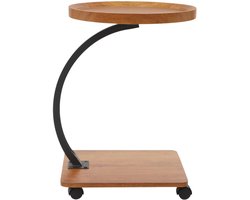 C-vormige bijzettafel – Voor woonkamer, kantoor, café en theehuis – mobiel ontwerp met wielen, stevig onderstel, ruimtebesparend C-frame – hout en metaal, kleur niet gespecificeerd, 40 × 40 × 60 cm — cadeau in Cadeau-ideeën
