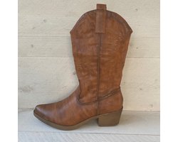 Smile Favorites® Dames Cowboylaarzen - Camel - Imitatieleer - Maat 36 — cadeau in Mode & Accessoires