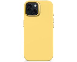 DECODED Siliconen Hoesje Geschikt voor iPhone 15, 14 en 13 - Premium Soft-Touch Materiaal - Antibacteriële Coating - Geschikt voor MagSafe - Popcorn Geel — cadeau in Telefoon & Tablet