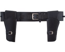 Funny Fashion Verkleed cowboy holster - voor 2 revolvers/pistolen - zwart - maat voor volwassenen — cadeau in Spellen & Speelgoed