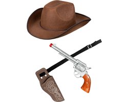 Verkleed set cowboyhoed Rodeo bruin - met holster en pistool - voor volwassenen — cadeau in Spellen & Speelgoed