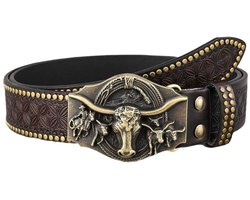 Retro-stijl riem van echt leer — Unisex cowboy-/cowgirl-riem met afneembare gesp en vintage-verstelbaar ontwerp, speciaal vervaardigd als aanvulling op een spijkerbroek. — cadeau in Mode & Accessoires
