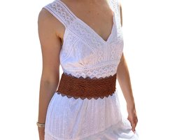 Dames Riem - Elastische Tailleband - Outfit Accentueren - Verstelbaar Figuurvormend - Breed Model - Bruin — cadeau in Cadeau-ideeën