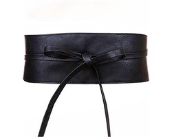 Luxe Wikkelriem - Dames Riem met Strik - Tailleriem Vrouwen - Mode Accessoires - Lederlook - Zwart — cadeau in Mode & Accessoires