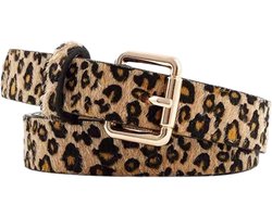 Dames Riem - Leopard Print - Outfit Accessoire - Duurzaam PU Materiaal - 105 x 2.3 cm - Bruin — cadeau in Mode & Accessoires