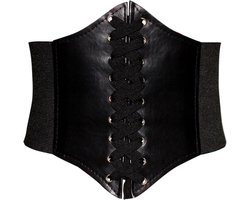 Dames Riem - Brede Korset Taille Riem - Elastische Dames Riem - Stretch Riem - Damesriem - Zwart - LOUZIR — cadeau in Mode & Accessoires