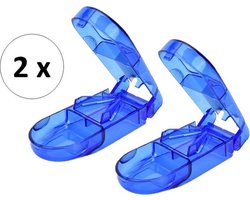 Knaak Pillensnijder / Bewaardoosje voor pillen - 2 stuks - Compact & Veilig - Blauw — cadeau in Cadeau-ideeën