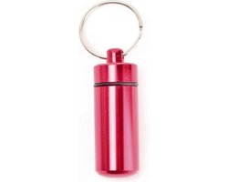 Pillendoosje I Aluminium Pillenkoker I Medicijn Doosje I Pil Box I Sleutelhanger | Waterdicht I 5 x 1.5 CM I Rood — cadeau in Cadeau-ideeën