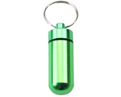 Pillendoosje I Aluminium Pillenkoker I Medicijn Doosje I Pil Box I Sleutelhanger | Waterdicht I 5 x 1.5 CM I Groen — cadeau in Cadeau-ideeën