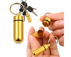 Pillendoosje I Aluminium I Medicijn doosje I Pil Box I Pillenkoker I Sleutelbos | Waterdicht I Goud — cadeau in Cadeau-ideeën
