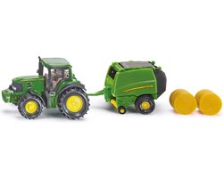 SIKU 1665, John Deere Tractor met Balenpers en 2 hooibalen, metaal/kunststof — cadeau in Spellen & Speelgoed
