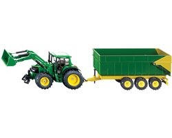 SIKU 1843, John Deere met Voorlader en Aanhangwagen, schaal 1:87, metaal/kunststof — cadeau in Spellen & Speelgoed