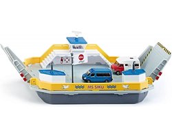 SIKU 1750, Autoveerboot, 1:50, metaal/kunststof, incl. 2 speelgoedauto's, geel/grijs, kan drijven, beweegbare oprijplaten — cadeau in Spellen & Speelgoed