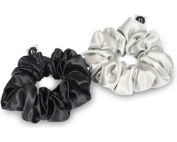 Beauty Pillow - Luxury Silk Scrunchies - Silver & Black — cadeau in Mode & Accessoires