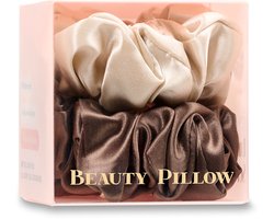 Beauty Pillow – Luxury Silk Scrunchies Champagne & Brown — cadeau in Mode & Accessoires