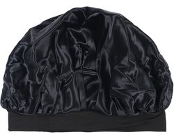 Beauty Pillow® Luxury Silk Bonnet - 100% pure Mulberry zijde - 22 momme - Black (verstelbaar) — cadeau in Verzorging