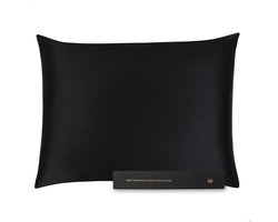 Lune & Eve® Premium Zijden Kussensloop – 23 Momme 6A Mulberry Silk – Hypoallergeen & Antibacterieel – Beauty Pillow voor Huid & Haar – Zwart – 60 x 70 cm — cadeau in Wonen & Interieur