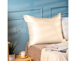 Silkora Premium Silk Pillowcase - 50x70 cm - 22 Momme 100% Moerbei Zijden Kussensloop Met Verborgen Rits - Anti-rimpel, Verkoelende, Anti-pluis - Champagne — cadeau in Wonen & Interieur