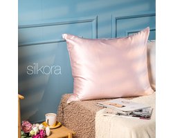 Silkora Premium Silk Pillowcase - 50x70 cm - 22 Momme 100% Moerbei Zijden Kussensloop Met Verborgen Rits - Anti-rimpel, Verkoelende, Anti-pluis - Lotus Roze — cadeau in Wonen & Interieur