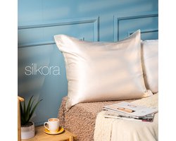 Silkora Premium Silk Pillowcase - 40x80 cm - 22 Momme 100% Moerbei Zijden Kussensloop Met Verborgen Rits - Anti-rimpel, Verkoelende, Anti-pluis - Beige — cadeau in Wonen & Interieur