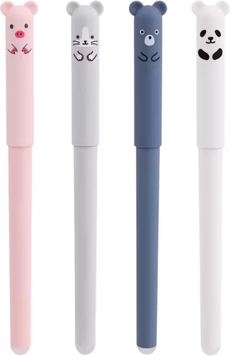 Schattige Uitgumbare Pennen - 4 stuks - Multicolor