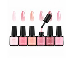 Moods Gellac 6-delige Set - Transparante Gel Nagellak - 8ML - Pink Jelly Nude Edition - Gellac - Nagels - Gellak Starterspakket - Nude Kleuren - HEMA- & TPO-vrij — cadeau in Verzorging