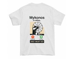 Mykonos Shirt – Mykonos is calling... And I Must Go! – Stoer Reis Shirt – Unisex T-Shirt voor Dames & Heren – Origineel Cadeau — cadeau in Mode & Accessoires