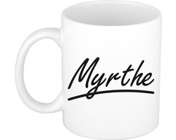 Myrthe Naam koffiemok - beker - met sierlijke letters - wit - cadeau - collega - moederdag - verjaardag - personeel — cadeau in Cadeau-ideeën