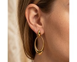 Lundholm Sieraden Kaia Statement Oorbellen Dames Goudkleurig - Grote Oorbellen - Lange Ovale Oorhangers 6,5 cm - Premium Stainless Steel Jewellery PVD Goud Verguld - Hypoallergeen - Cadeaus voor Vrouwen - Sinterklaas en Kerst Cadeautjes - my Lundholm — cadeau in Sieraden