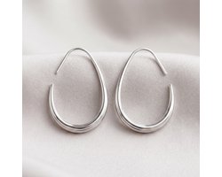 Lundholm Sieraden Leanne Oorbellen Dames Zilver Kleurig - Zilveren Oorringen 4 x 3 cm - Grote Geometrische Oorhangers - Premium Stainless Steel Jewellery - Hypoallergeen - Vrouwen Cadeautjes - Kerst Cadeau Vrouw en Vriendin - my Lundholm — cadeau in Sieraden